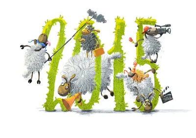 2015 — новогодняя смешная картинка на рабочий стол с овцами-киношниками —  Abali.ru