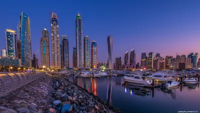 Обои на рабочий стол Ночной Dubai, United Arab Emirates / Дубай,  Объединенные Арабские Эмираты, обои для рабочего стола, скачать обои, обои  бесплатно