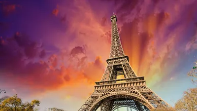 Фон рабочего стола где видно Париж, Эйфелева башня, ночной город, Франция,  архитектура, обои скачать, Paris, Eiffel Tower, night city, France,  architecture, wallpaper download
