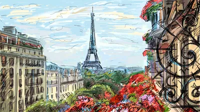 Картинка на рабочий стол эйфелева башня, город, франция, париж 1920 x 1080