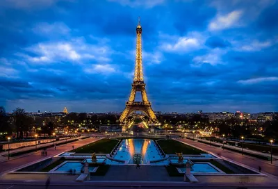 Скачать обои Эйфелева башня, Париж, Франция, Ночь, Город в разрешении  1280x800 на рабочий стол