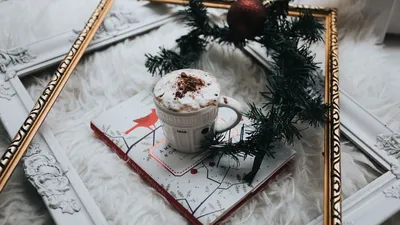Обои кофе, латте, шоколад, блокнот, рождество картинки на рабочий стол,  фото скачать бесплатно