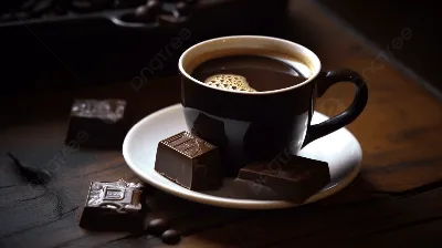 чашка кофе с кубиками шоколада рядом с ним, кофе брейк с шоколадом, Hd  фотография фото, еда фон картинки и Фото для бесплатной загрузки