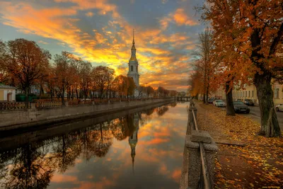 Обои Города Санкт-Петербург, Петергоф (Россия), обои для рабочего стола,  фотографии города, санкт-петербург, петергоф , россия, отражение, облака,  осень Обои для рабочего стола, скачать обои картинки заставки на рабочий  стол.