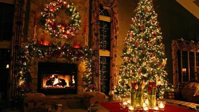 Скачать обои Широкоформатные Новый год, Рождество, елка, шары, гирлянда на рабочий  стол 1680x1050