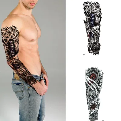 Купить Наклейки для татуировки на всю руку. Наклейки для татуировки.  Цветочная рука. Большие татуировки на руку с цветком. | Joom