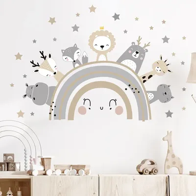 ПВХ Животные тематические настенные Стикеры для детской спальни наклейки на стену  детская комната обои для украшения стен художественные наклейки | AliExpress