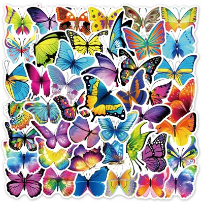 Купить 3шт красочные бабочки ПЭТ наклейки декоративные наклейки телефон  ноутбук дневник журнал скрапбук | Joom
