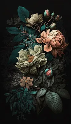 Рисунок цветы на темном фоне, обои на телефон | Art gallery wallpaper, Diy  abstract canvas art, Flower art images