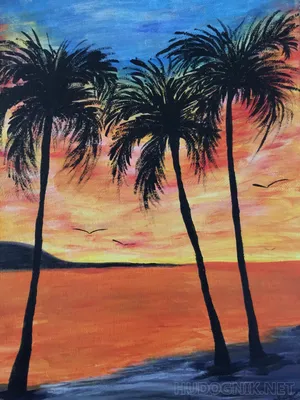 Пляж с пальмами и океаном на заднем плане | Премиум Фото