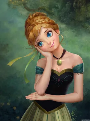 Принцесса Анна из мультфильма с рукой у щеки — Рисунки на аву