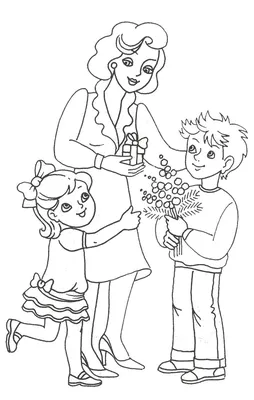 Международный День матери — раскраска для детей. Распечатать бесплатно.