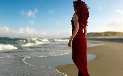 Рыжие девушки со спины на море (9 фото) - shutniks.com