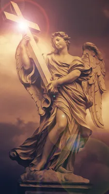Фотография красивый Фантастика Ангелы крестов скульптура 1080x1920