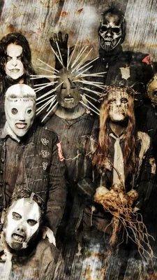 Slipknot 2014 на чёрном фоне - обои на рабочий стол