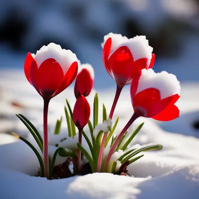 Картинки цветы на снегу фотографии
