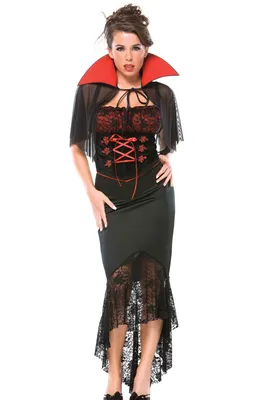 Купить Костюм вампира для девочек, праздничное платье принцессы на Хэллоуин,  детские платья для косплея, детские тюлевые кружевные платья с  воротником-стойкой, черный, красный | Joom