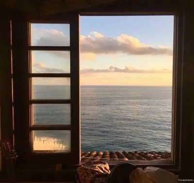 Фотообои \"Окно отеля с видом на море\" - Арт. 130032 | Купить в  интернет-магазине Уютная стена