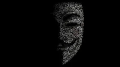 Скачать обои фон, атака, маска, слова, Anonymous, анонимы, хакер, раздел  минимализм в разрешении 1920x1080