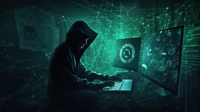 взломанный экран компьютера хакера в капюшоне сидящего за своим  компьютером, темная паутина картинка фон картинки и Фото для бесплатной  загрузки