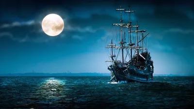 Обои корабль, море, пираты на рабочий стол