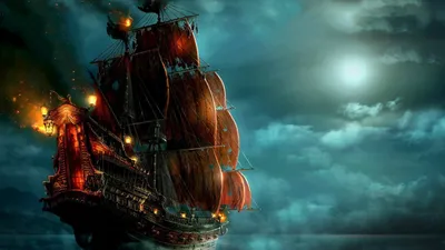 Скачать обои и картинки корабль, парусник, паруса, мачта, волны, вода,  море, океан, небо, облака, молния, шторм для рабочего стола в разрешении  1680x1050