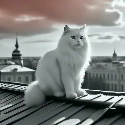 Кот на крыше рисунок - 66 фото