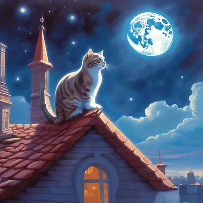 Лохматый белый кот на крыше. Санкт…» — создано в Шедевруме