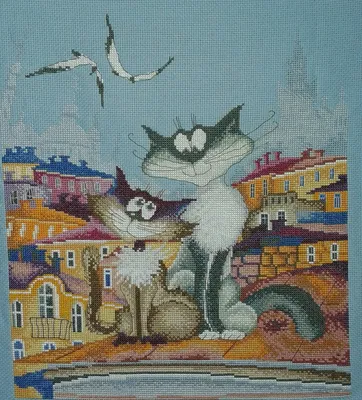 Иллюстрация Коты на крыше в стиле книжная графика | Illustrators.ru