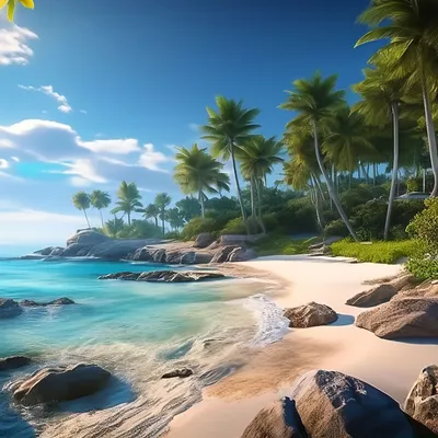 Красивые пальмы и карибское море Стоковое Изображение - изображение  насчитывающей листья, карибско: 87959207