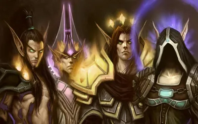 Обои на рабочий стол Кровавые эльфы : Чернокнижник, маг, паладин и жрец /  арт к игре World Of Warcraft, обои для рабочего стола, скачать обои, обои  бесплатно