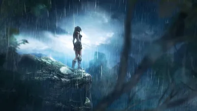 Picture Tomb Raider Lara Croft young woman 3D Graphics Rain 1366x768