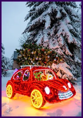 Красный автомобиль Порше с елкой на…» — создано в Шедевруме