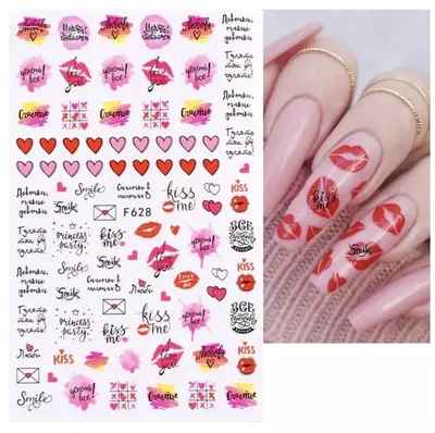 Наклейки для ногтей / слайдеры на ногти / Любовь / Сердечки / Надписи /  Губы / 14 февраля — купить в интернет-магазине по низкой цене на Яндекс  Маркете