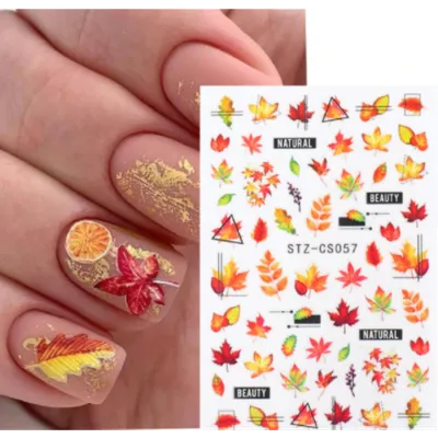Наклейки для ногтей STZ-CS-057 Осень, листья, линии - купить по лучшей цене  в Украине ➤ KittyShop.com.ua
