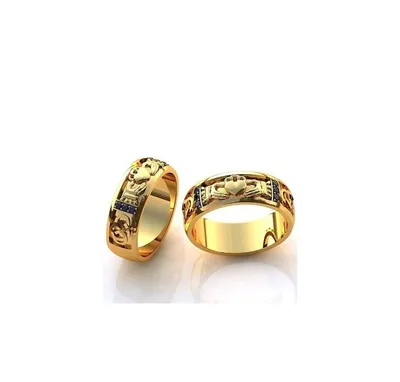 Ажурные обручальные кольца из красного золота с эмалью (Вес пары:8 гр.) |  Купить в Москве - Nota-Gold