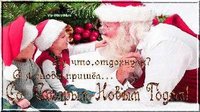 Любимый! Со старым Новым Годом! Красивая открытка для Любимого! Санта  Клаус. Открытка на новый год. Картинка с золотым фоном.
