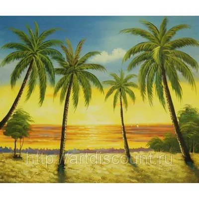 Пейзаж море и пальмы рисунок - 69 фото