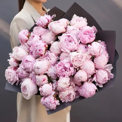 Купить букет из 45 розовых пионов по доступной цене с доставкой в Москве и  области в интернет-магазине Город Букетов