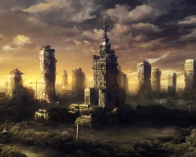 Скачать обои город, руины, постапокалипсис, раздел фантастика в разрешении  1280x1024