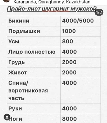 Прайс на мужской шугаринг: купить в каталоге «Шугаринг Воск Депиляция  Видное» | ВКонтакте