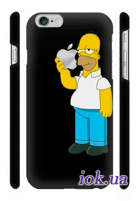 Прикольный чехол Qcase с 3D печатью на iPhone 6 Plus - Симпсон и Apple