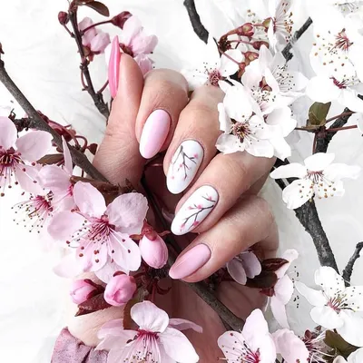 Маникюр \"Сакура\": весенний дизайн ногтей с цветущей вишней | Мир идей | Дзен