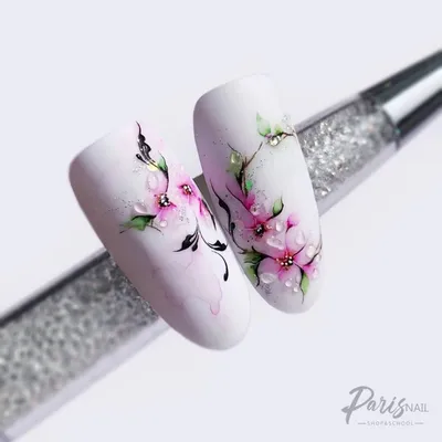 Карпинчик ДИЗАЙН НОГТЕЙ on Instagram: “Акварельная сакура + вензеля\"⠀  БЕСПЛАТНЫЙ ЭФИР⠀ ⠀ 20 марта в 20:00 а акаунте @ka… | Nail art, Water color  nails, Flower nails