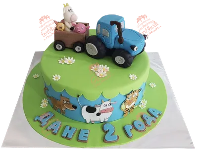 Торт с синим трактором