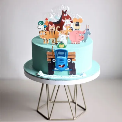 Съедобная Вафельная сахарная картинка на торт Синий трактор 004. Вафельная,  Сахарная бумага, Для меренги, Шокотрансферная бумага.