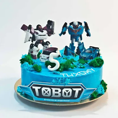 Торт Tobot на 5 лет 0702322 стоимостью 16 800 рублей - торты на заказ  ПРЕМИУМ-класса от КП «Алтуфьево»