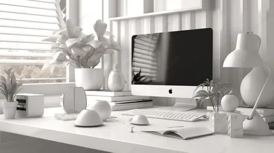 современная настольная установка с компьютером и устройствами в 3d  рендеринге, столик для ноутбука, стол для ноутбука, офисный рабочий стол  фон картинки и Фото для бесплатной загрузки