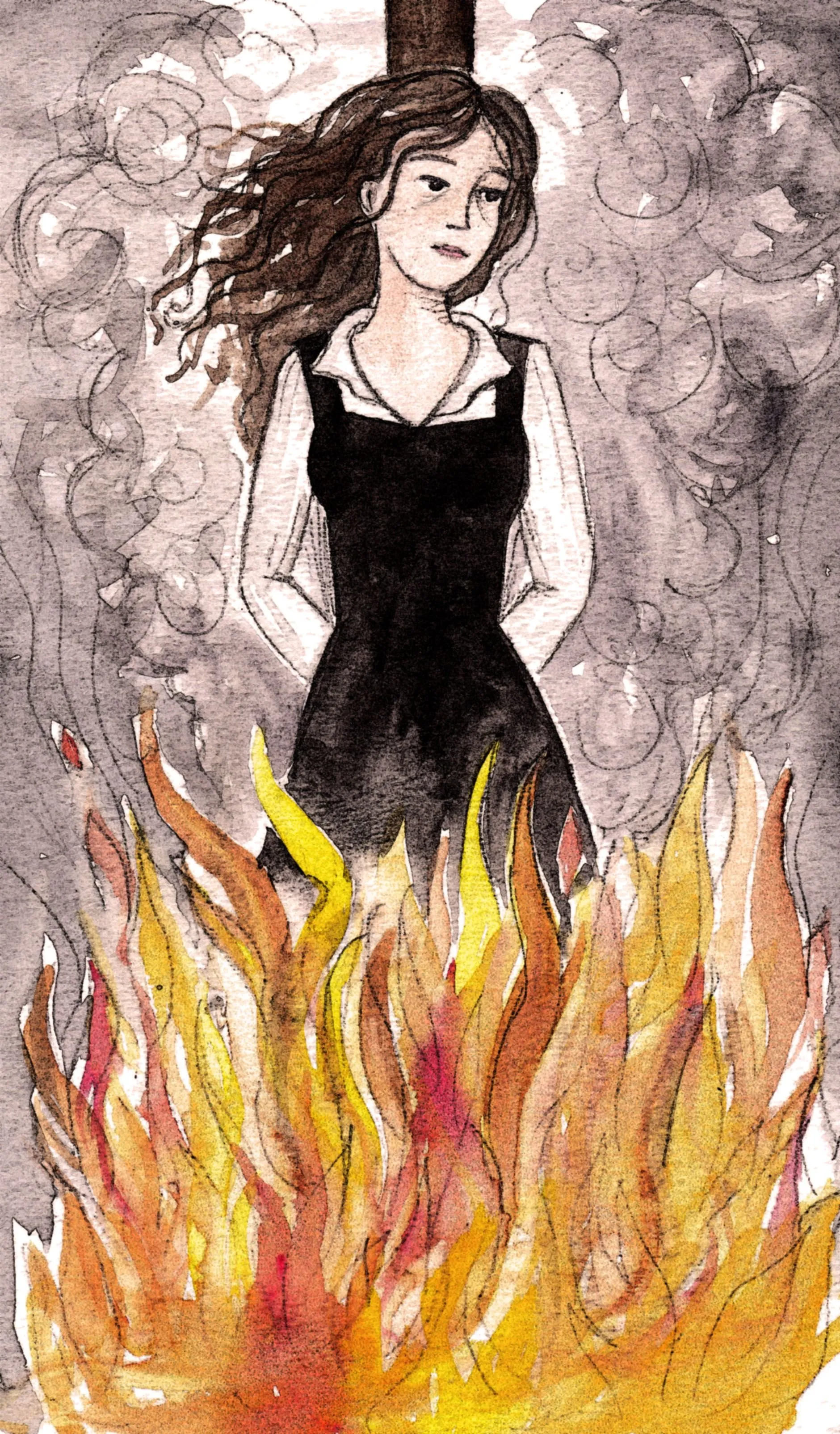 Рисунок сжигание. Девушка у костра. Ведьма на костре арт.