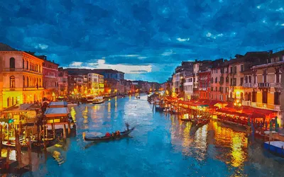 Обои на рабочий стол Вечерняя Венеция, Италия / Venesia, Italy, обои для рабочего  стола, скачать обои, обои бесплатно